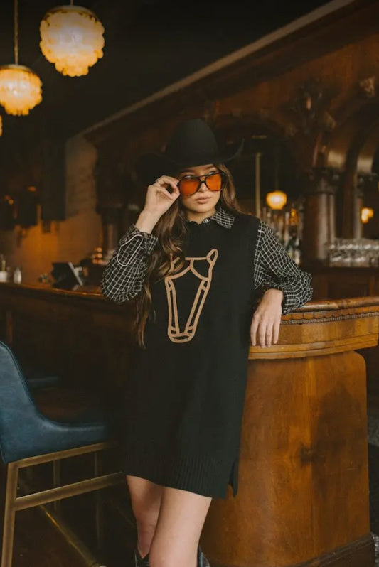 Black Horse Sweater Dress