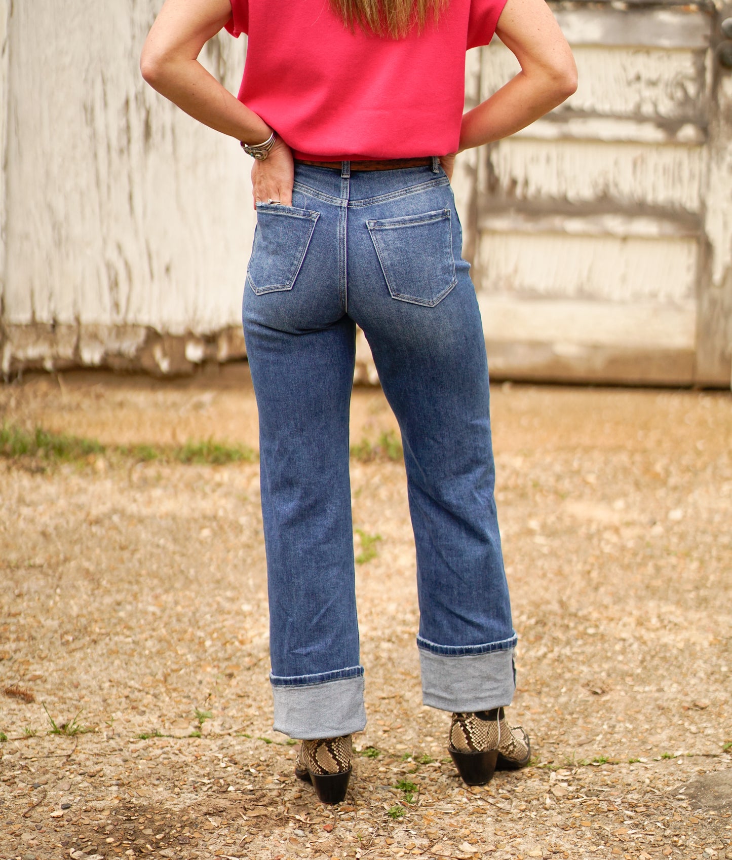 Vervet cuffed flare jeans medium washed