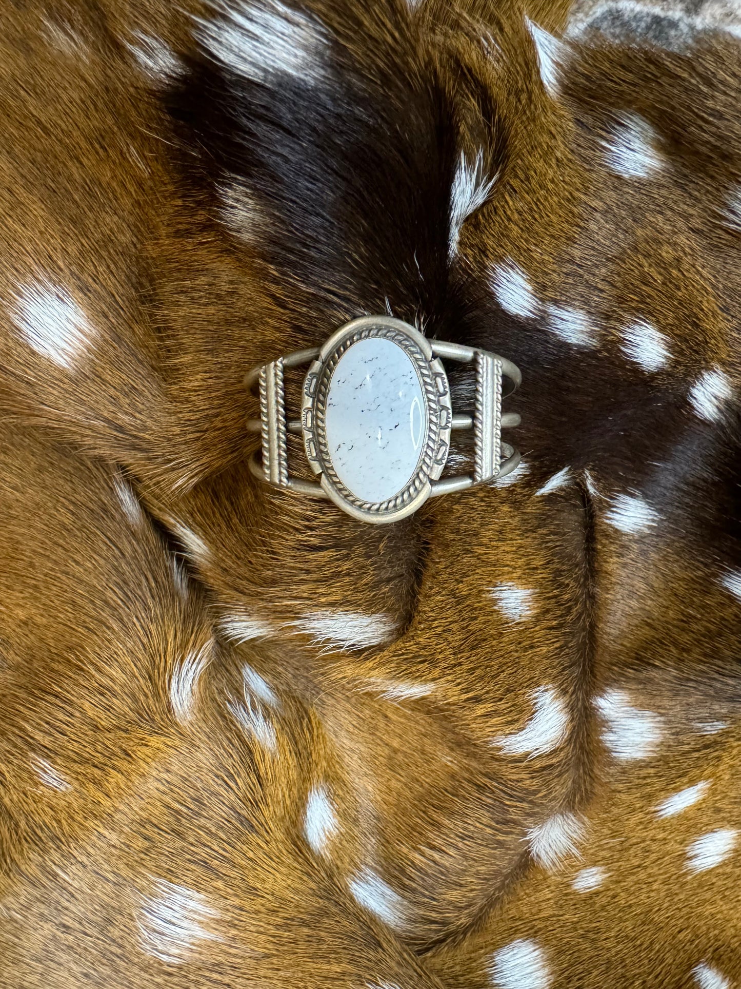 Augustine Largo Navajo Handmade SS White Buffalo Cuff