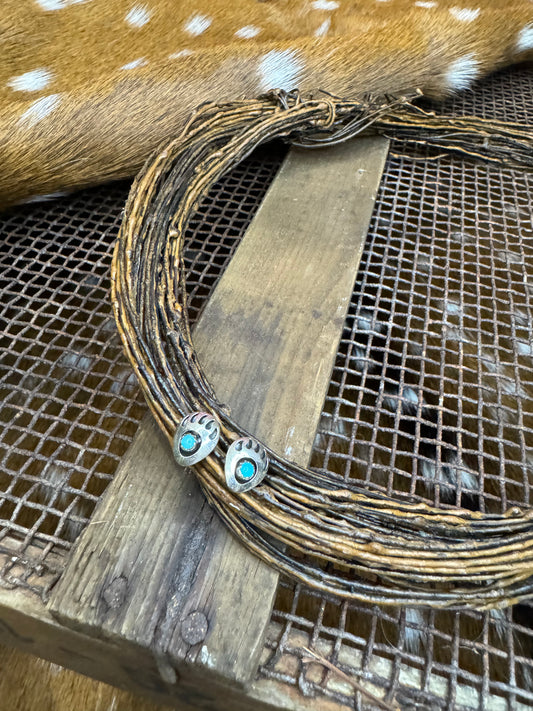 Gaynell Parker Navajo Handmade SS Kingman Turquoise Earring