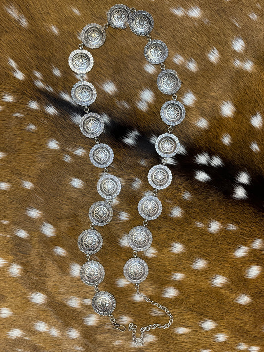 Round Concho Nickel Silver Belt