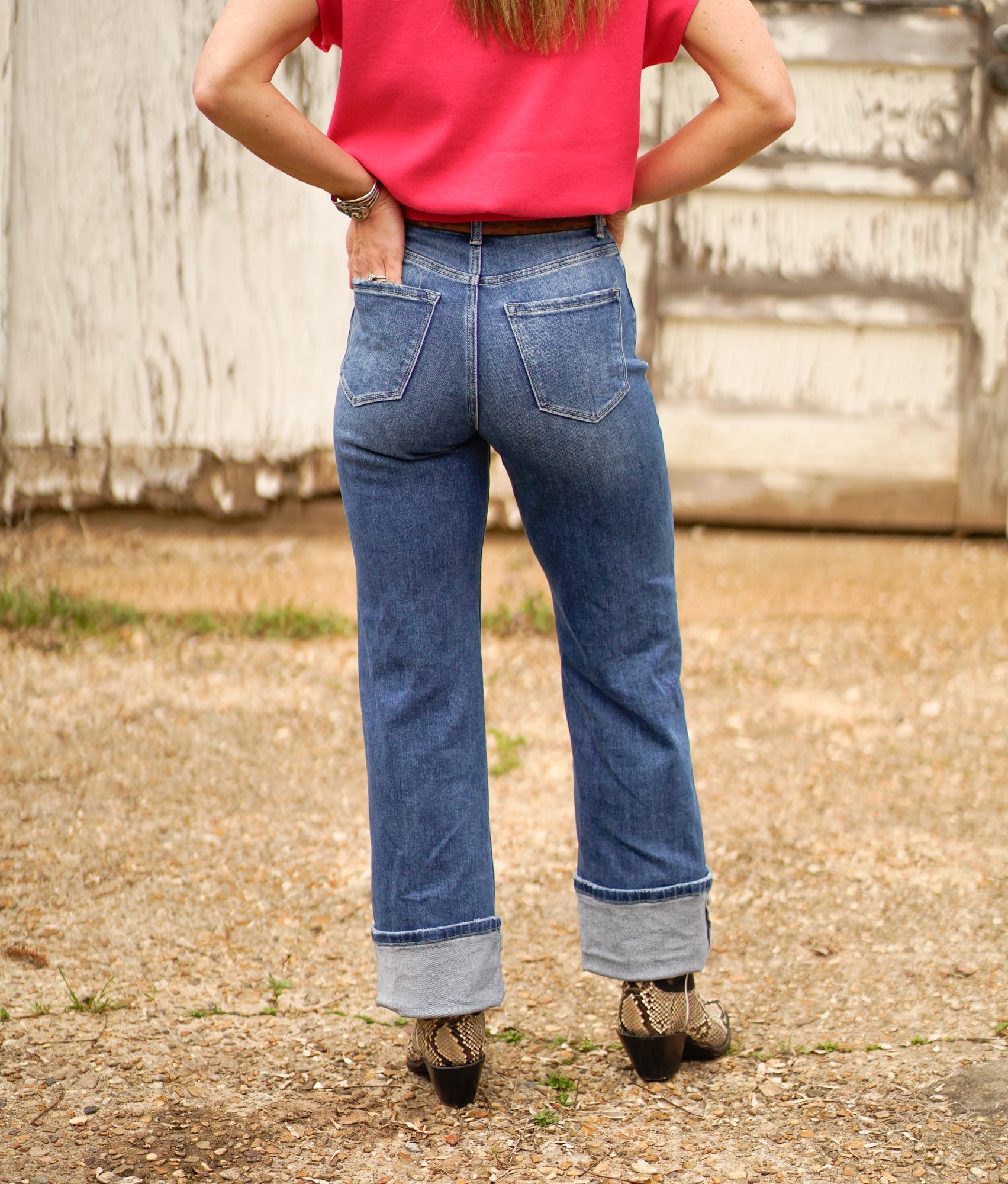 Vervet cuffed flare jeans medium washed 